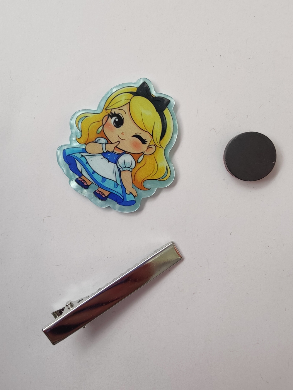 Custom Handmade Character Magnet or Hair Clip- Alice In Wonderland